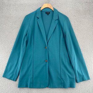 J Jill Jacket Womens Small Blue Wearever Coatigan Button Pockets Blazer Stretch
